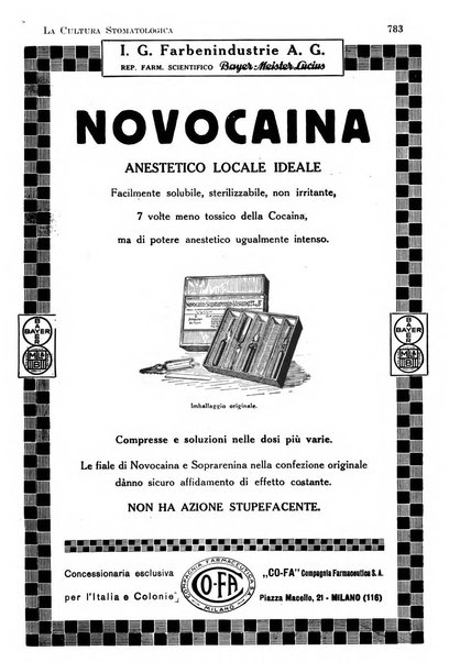 La cultura stomatologica rassegna mensile di scienza, arte, storia e problemi professionali