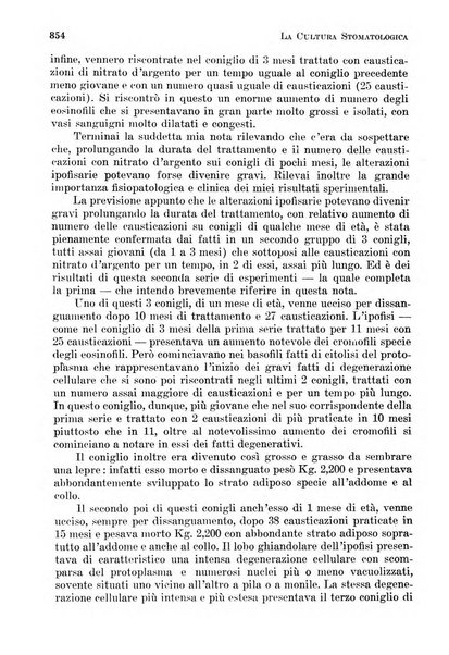 La cultura stomatologica rassegna mensile di scienza, arte, storia e problemi professionali