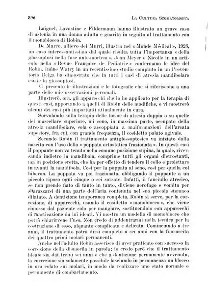 La cultura stomatologica rassegna mensile di scienza, arte, storia e problemi professionali