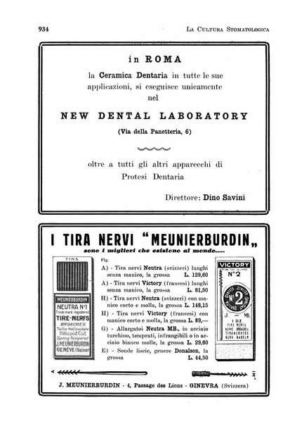 La cultura stomatologica rassegna mensile di scienza, arte, storia e problemi professionali