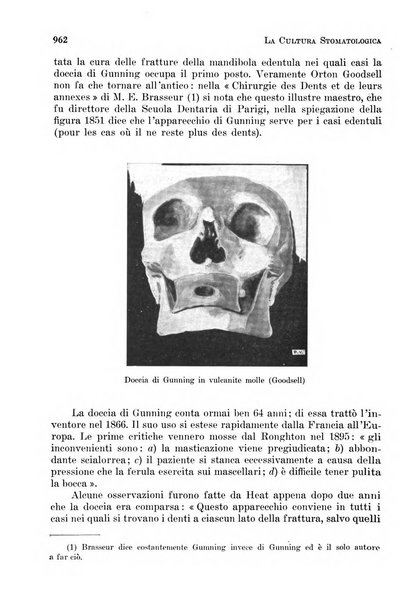 La cultura stomatologica rassegna mensile di scienza, arte, storia e problemi professionali