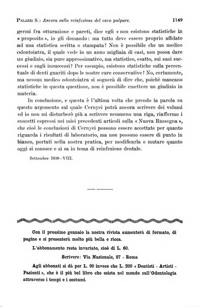 La cultura stomatologica rassegna mensile di scienza, arte, storia e problemi professionali