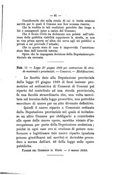 Annali delle strade comunali obbligatorie e della viabilita ordinaria raccolta contenente gli atti ufficiali, i pareri del Consiglio di Stato..