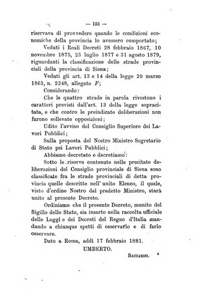 Annali delle strade comunali obbligatorie e della viabilita ordinaria raccolta contenente gli atti ufficiali, i pareri del Consiglio di Stato..