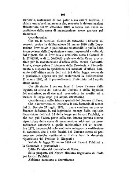 Annali delle strade comunali obbligatorie e della viabilita ordinaria raccolta contenente gli atti ufficiali, i pareri del Consiglio di Stato..