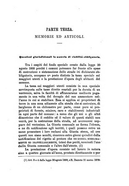 Annali delle strade comunali obbligatorie e della viabilita ordinaria raccolta contenente gli atti ufficiali, i pareri del Consiglio di Stato..