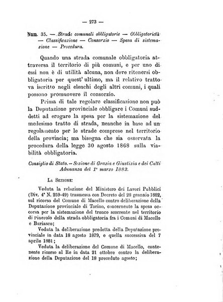 Annali delle strade comunali obbligatorie e della viabilita ordinaria raccolta contenente gli atti ufficiali, i pareri del Consiglio di Stato..