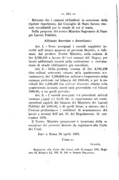 Annali delle strade comunali obbligatorie e della viabilita ordinaria raccolta contenente gli atti ufficiali, i pareri del Consiglio di Stato..