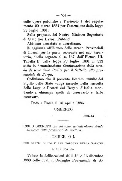 Annali delle strade comunali obbligatorie e della viabilita ordinaria raccolta contenente gli atti ufficiali, i pareri del Consiglio di Stato..