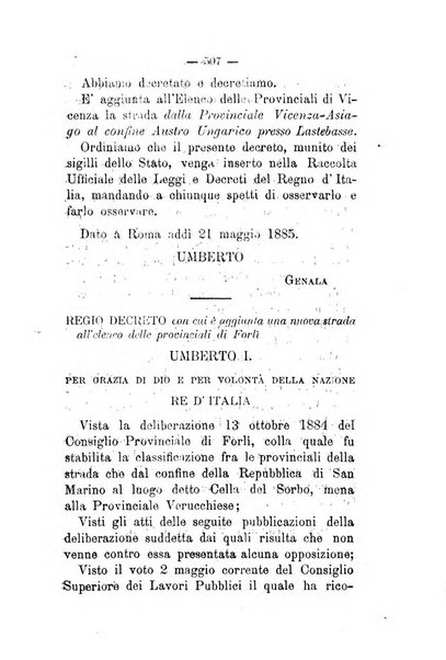 Annali delle strade comunali obbligatorie e della viabilita ordinaria raccolta contenente gli atti ufficiali, i pareri del Consiglio di Stato..