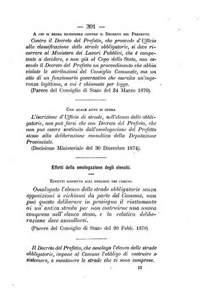 Annali delle strade comunali obbligatorie e della viabilita ordinaria raccolta contenente gli atti ufficiali, i pareri del Consiglio di Stato..