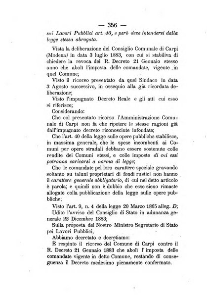 Annali delle strade comunali obbligatorie e della viabilita ordinaria raccolta contenente gli atti ufficiali, i pareri del Consiglio di Stato..