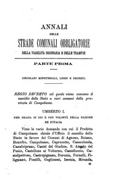 Annali delle strade comunali obbligatorie e della viabilita ordinaria raccolta contenente gli atti ufficiali, i pareri del Consiglio di Stato..