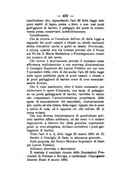 Annali delle strade comunali obbligatorie e della viabilita ordinaria raccolta contenente gli atti ufficiali, i pareri del Consiglio di Stato..