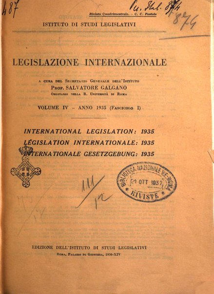 Legislazione internazionale leggi, decreti, progetti di legge