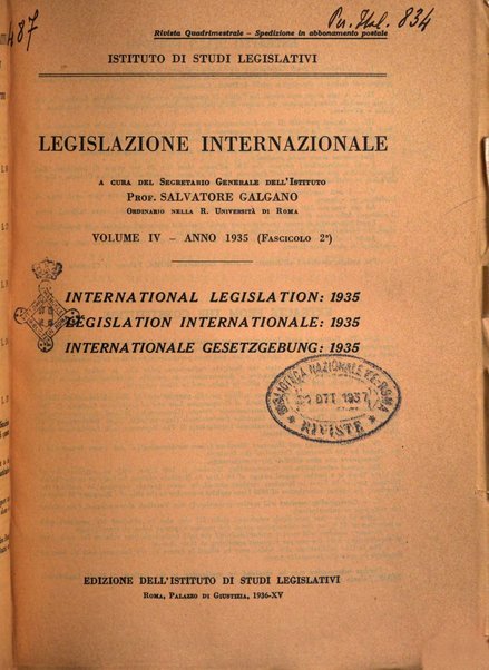 Legislazione internazionale leggi, decreti, progetti di legge