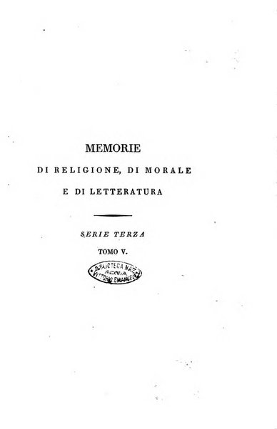 Memorie di religione, di morale e di letteratura