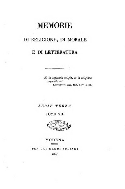 Memorie di religione, di morale e di letteratura