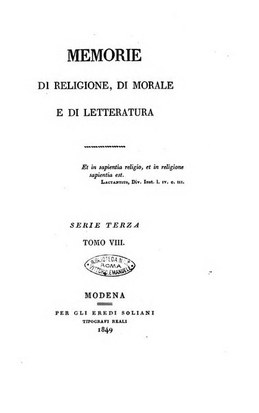 Memorie di religione, di morale e di letteratura