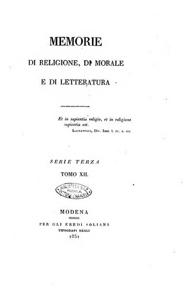 Memorie di religione, di morale e di letteratura