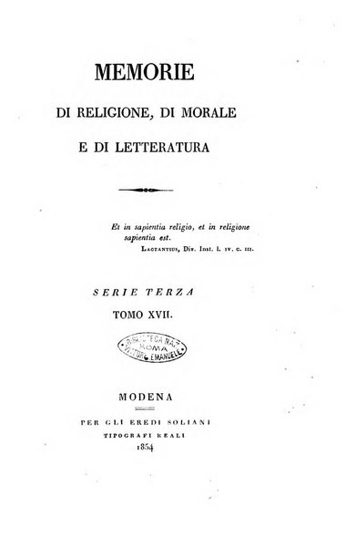 Memorie di religione, di morale e di letteratura