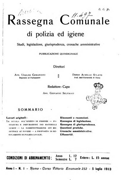 Rassegna comunale di polizia ed igiene studi, legislazione, giurisprudenza, cronache amministrative