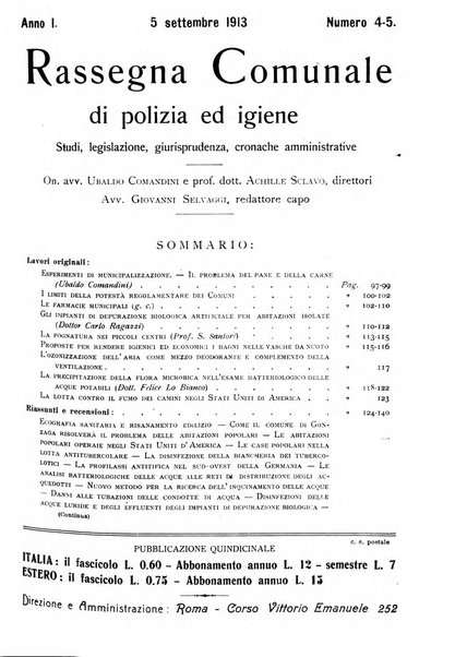 Rassegna comunale di polizia ed igiene studi, legislazione, giurisprudenza, cronache amministrative