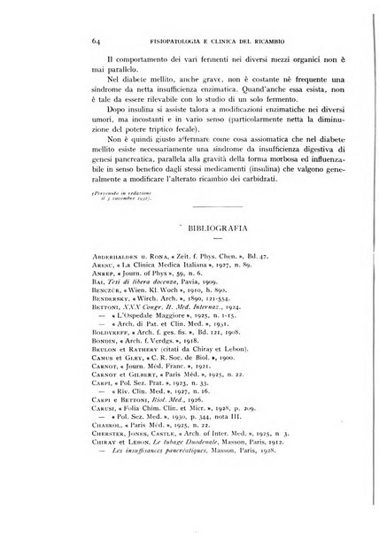 Archivio per lo studio della fisiopatologia e clinica del ricambio rassegna bimestrale