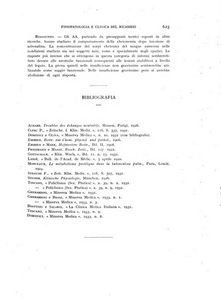 Archivio per lo studio della fisiopatologia e clinica del ricambio rassegna bimestrale