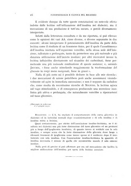 Archivio per lo studio della fisiopatologia e clinica del ricambio rassegna bimestrale