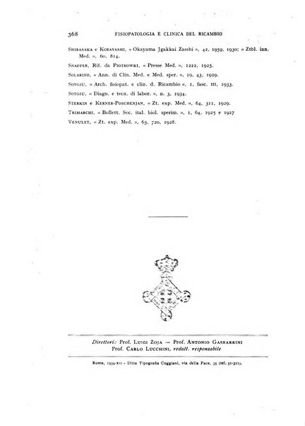 Archivio per lo studio della fisiopatologia e clinica del ricambio rassegna bimestrale