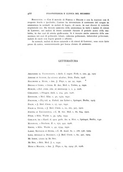 Archivio per lo studio della fisiopatologia e clinica del ricambio rassegna bimestrale