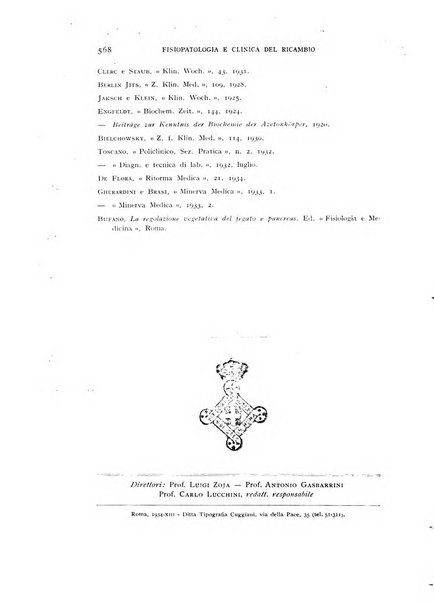 Archivio per lo studio della fisiopatologia e clinica del ricambio rassegna bimestrale