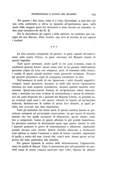 Archivio per lo studio della fisiopatologia e clinica del ricambio rassegna bimestrale