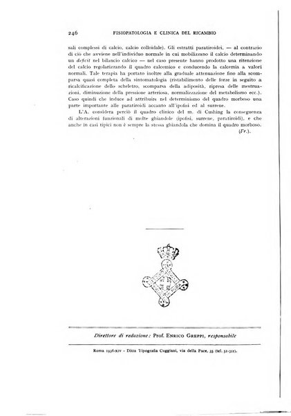 Archivio per lo studio della fisiopatologia e clinica del ricambio rassegna bimestrale