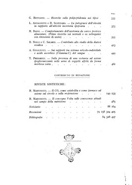 Archivio per lo studio della fisiopatologia e clinica del ricambio rassegna bimestrale