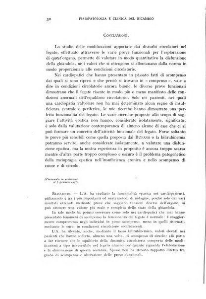 Archivio per lo studio della fisiopatologia e clinica del ricambio rassegna bimestrale