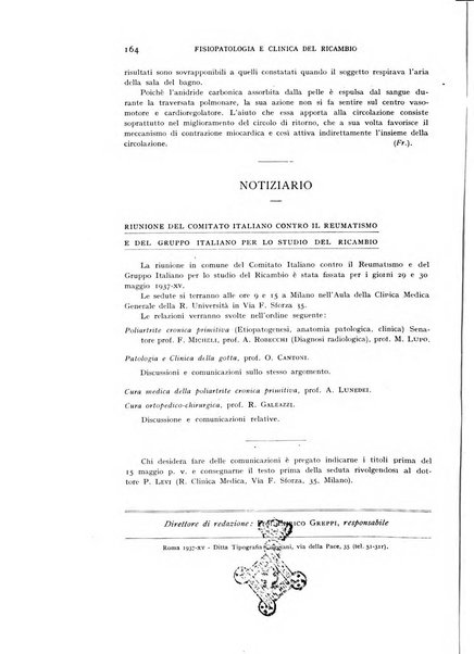 Archivio per lo studio della fisiopatologia e clinica del ricambio rassegna bimestrale