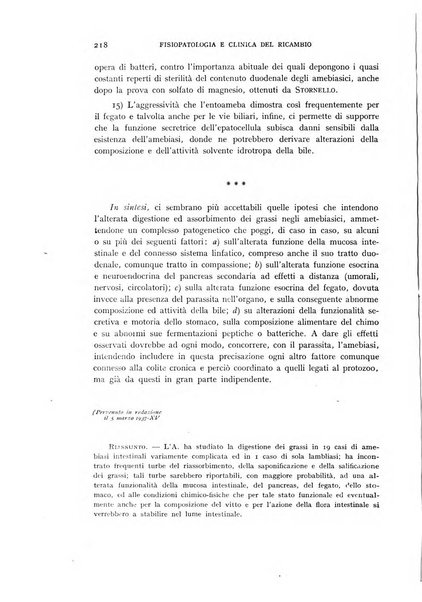 Archivio per lo studio della fisiopatologia e clinica del ricambio rassegna bimestrale