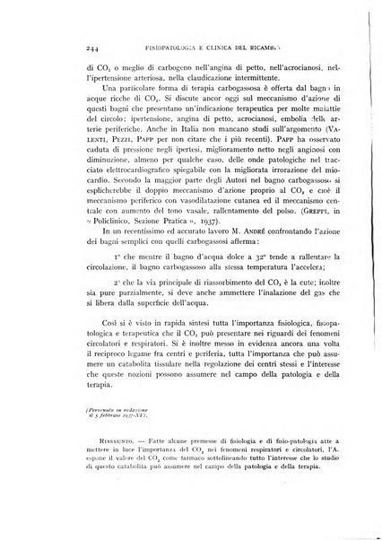 Archivio per lo studio della fisiopatologia e clinica del ricambio rassegna bimestrale