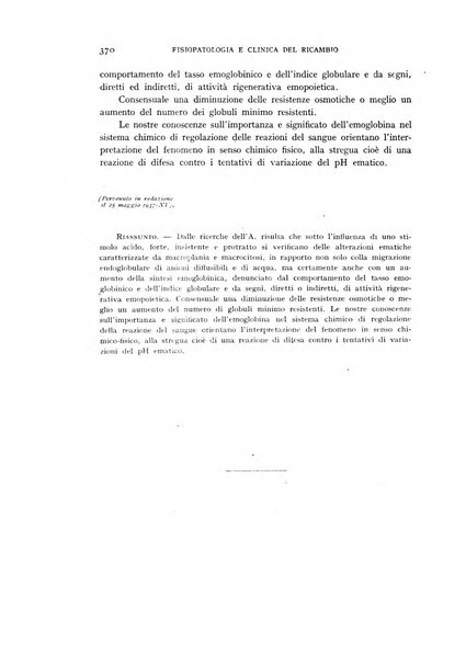 Archivio per lo studio della fisiopatologia e clinica del ricambio rassegna bimestrale