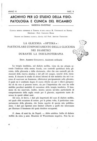 Archivio per lo studio della fisiopatologia e clinica del ricambio rassegna bimestrale