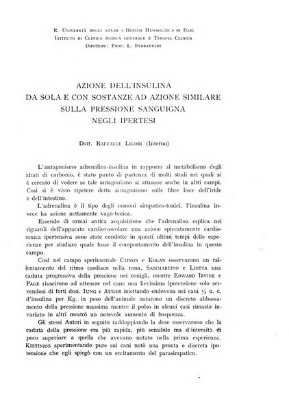 Archivio per lo studio della fisiopatologia e clinica del ricambio rassegna bimestrale