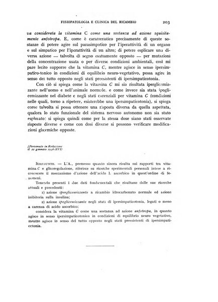 Archivio per lo studio della fisiopatologia e clinica del ricambio rassegna bimestrale