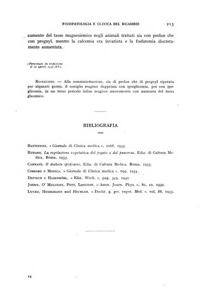 Archivio per lo studio della fisiopatologia e clinica del ricambio rassegna bimestrale