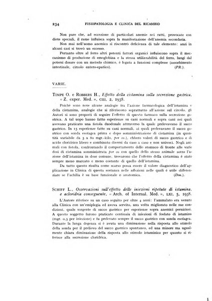 Archivio per lo studio della fisiopatologia e clinica del ricambio rassegna bimestrale