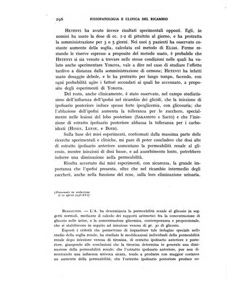 Archivio per lo studio della fisiopatologia e clinica del ricambio rassegna bimestrale