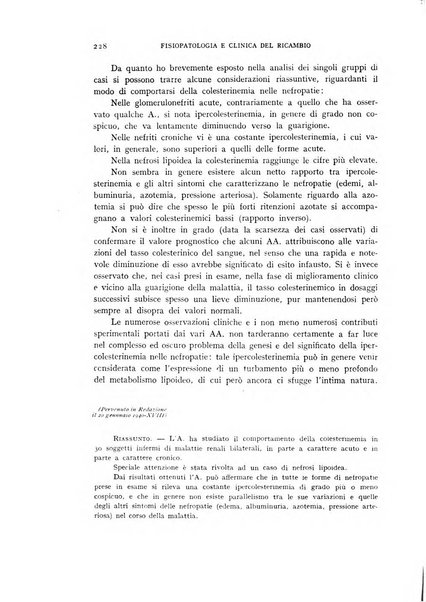 Archivio per lo studio della fisiopatologia e clinica del ricambio rassegna bimestrale