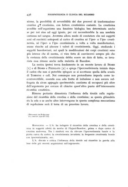 Archivio per lo studio della fisiopatologia e clinica del ricambio rassegna bimestrale