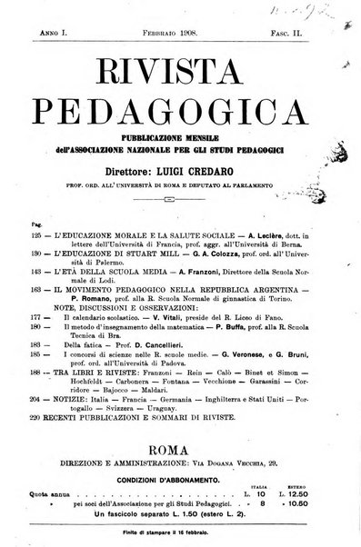 Rivista pedagogica pubblicazione mensile dell'Associazione nazionale per gli studi pedagogici